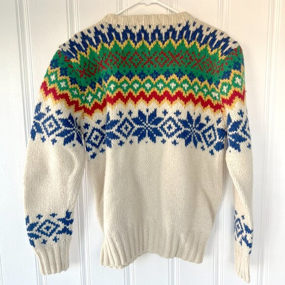 Vintage Ralph Lauren Hand Knit Wool Crewneck Ski Sweater - Picture 3 of 3